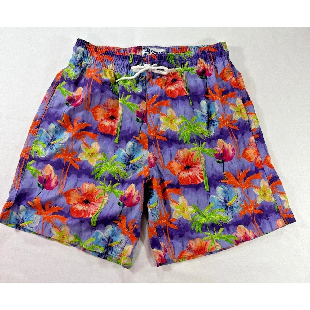 Trunks Surf & Swim Co Men's Small Purple Floral Swim Trunks